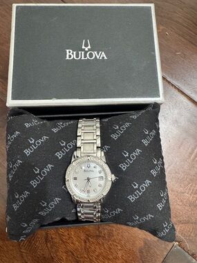 Bulova womens watch -Stainless Steel- with box- NEEDS battery-Water Resistant